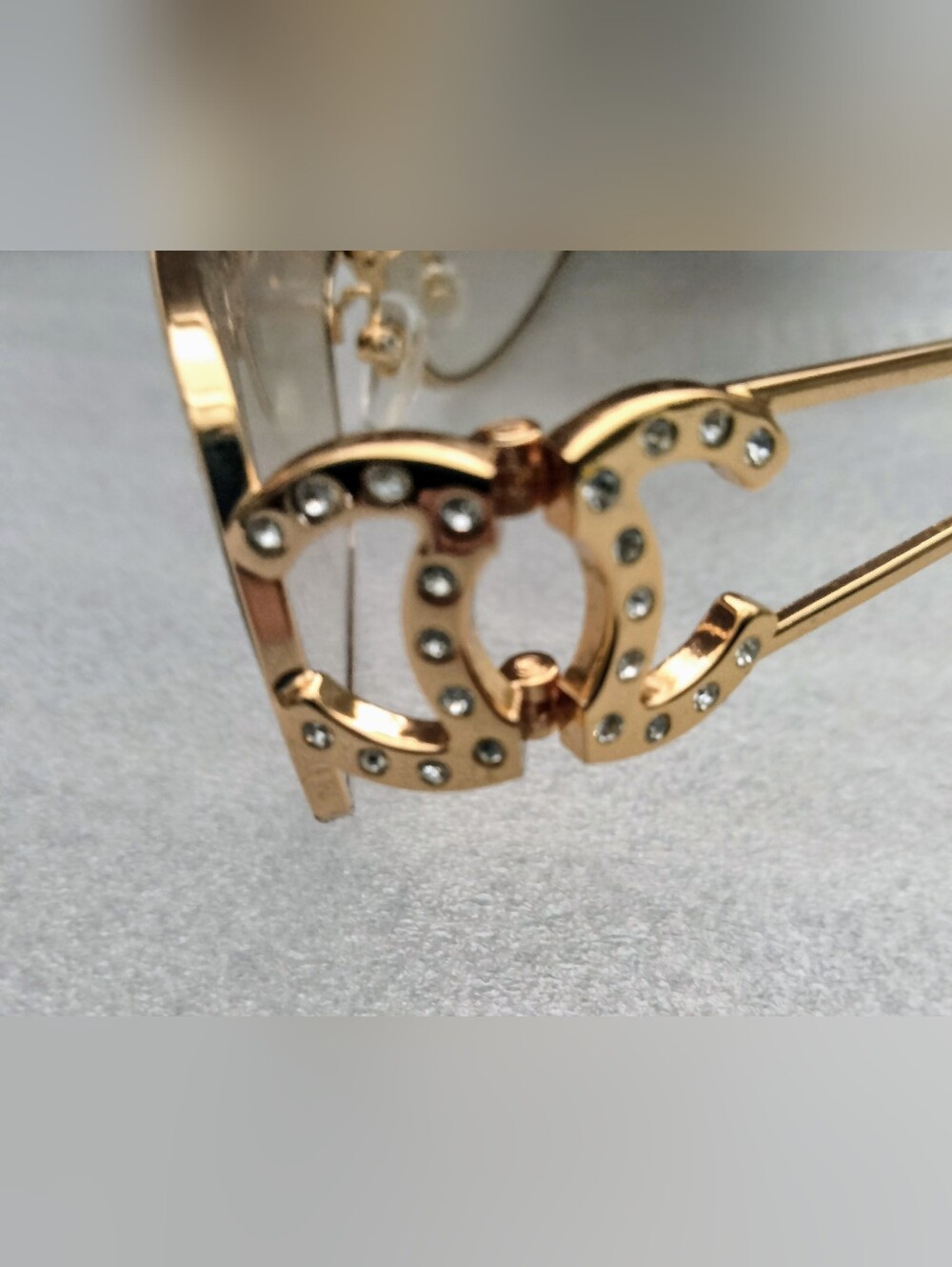 CHANEL Rhinestone CC Logo Golden Tone Sunglasses - Picture 2 of 16